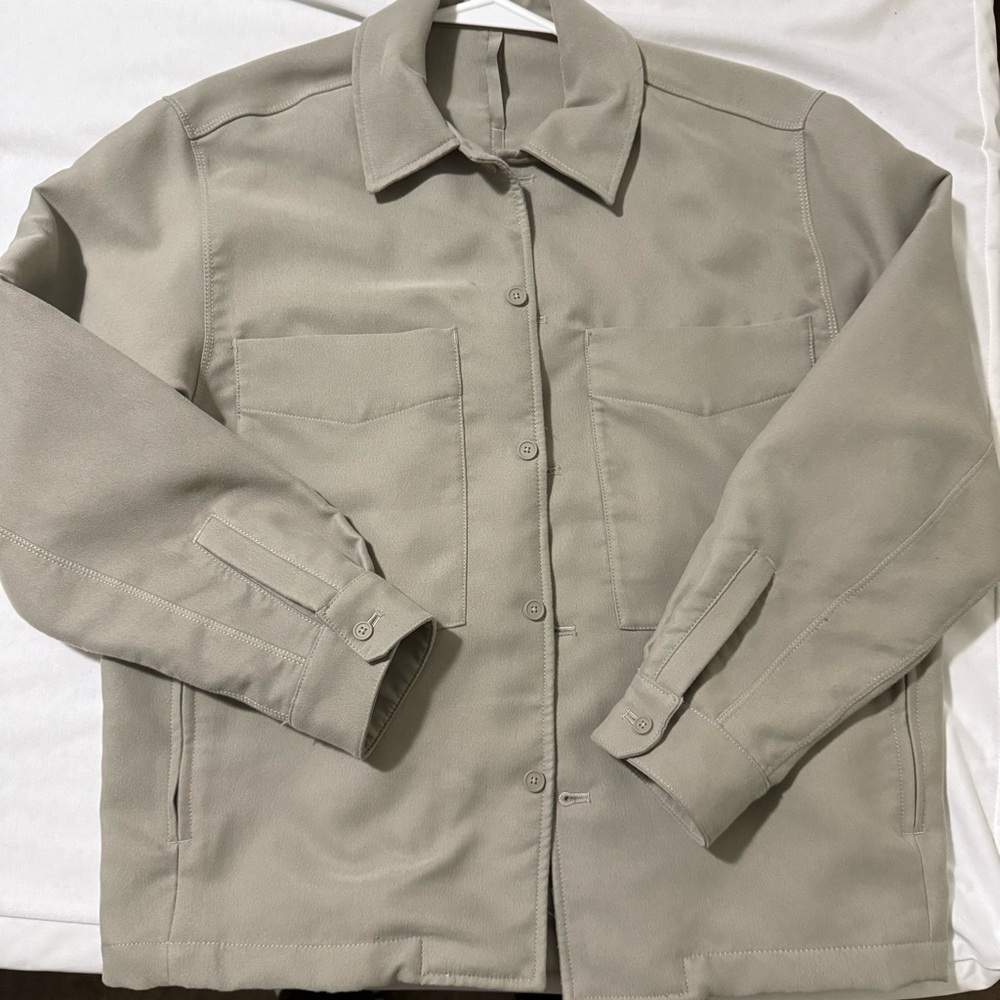 Sueded camp collar over shirt